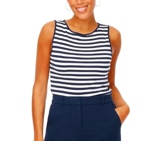 J. Crew Factory Tops - J. Crew Factory Women's Striped Shell Tank Top Navy & White Sz Medium